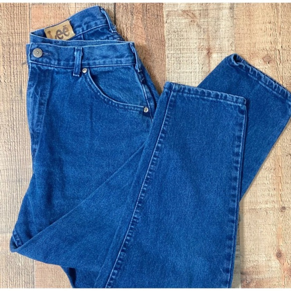 Lee Vintage High Waisted Tapered Leg Mom Jeans Medium Wash Made‎ in USA 14 PET